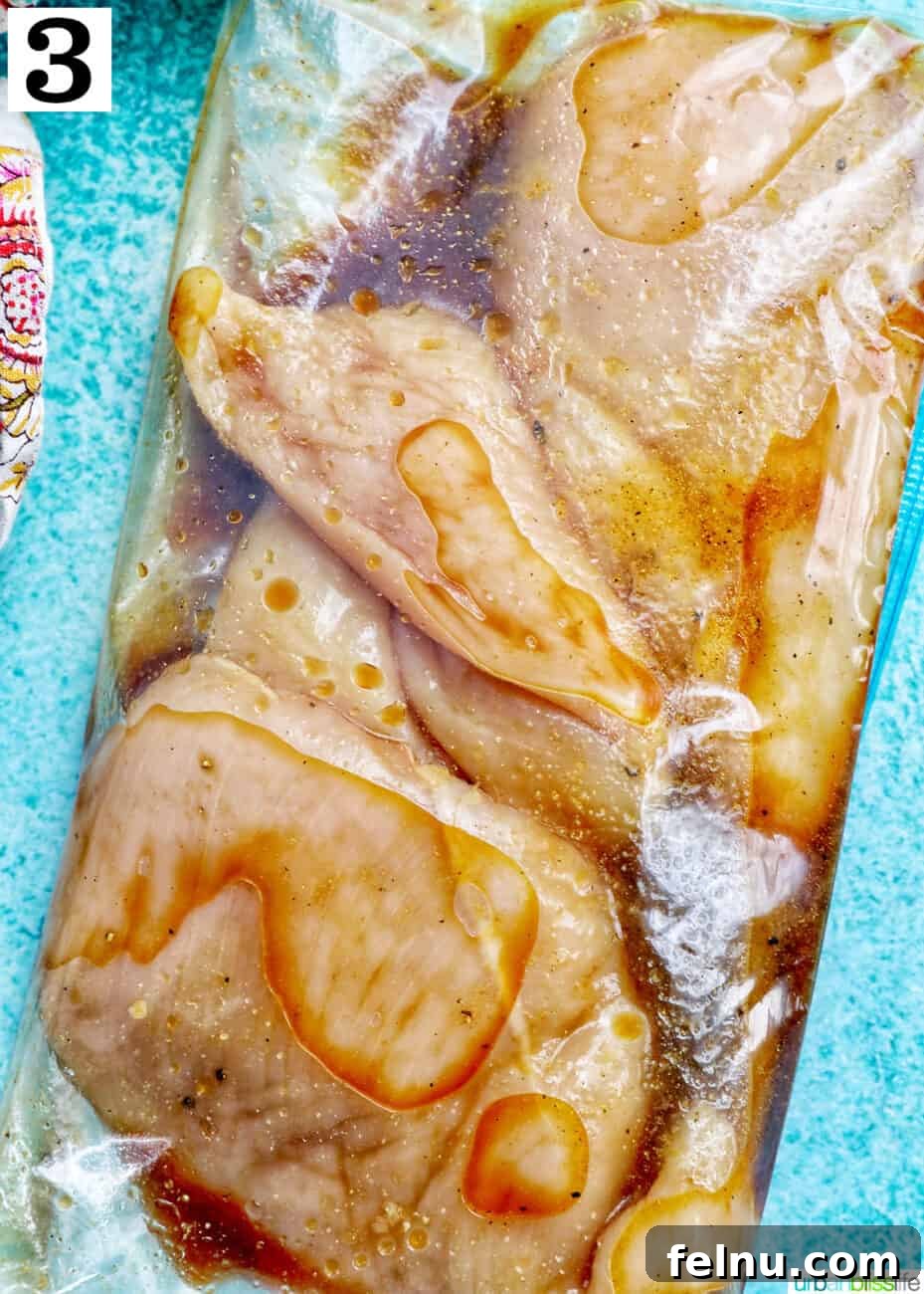Chicken Teriyaki Bowl 8 Marinating chicken breasts in the refrigerator
