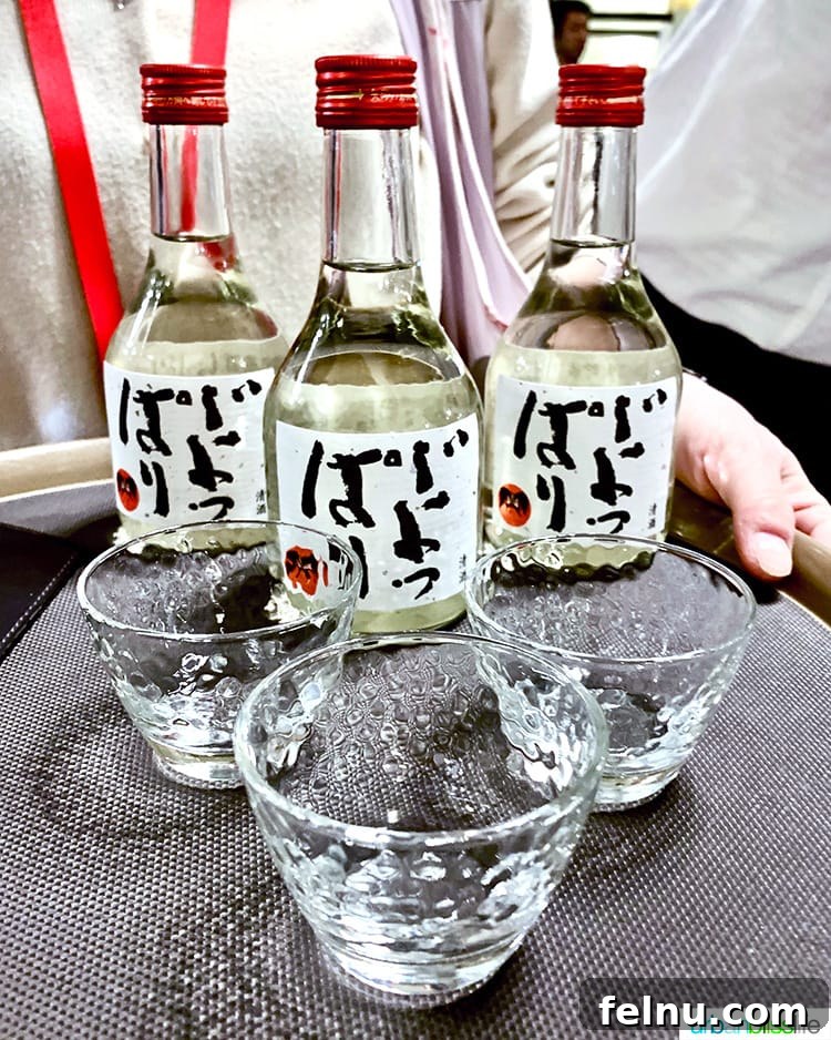 Wine's Dance with Sushi: A Culinary Harmony 6 Individual sake bottles at Hotel Jogakura, highlighting the traditional pairing of sake and sushi.