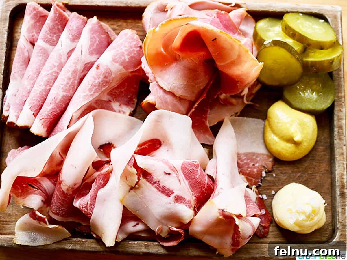 Elevate Your Ham with the Perfect Wine 6 charcuterie board with ham, pickles.