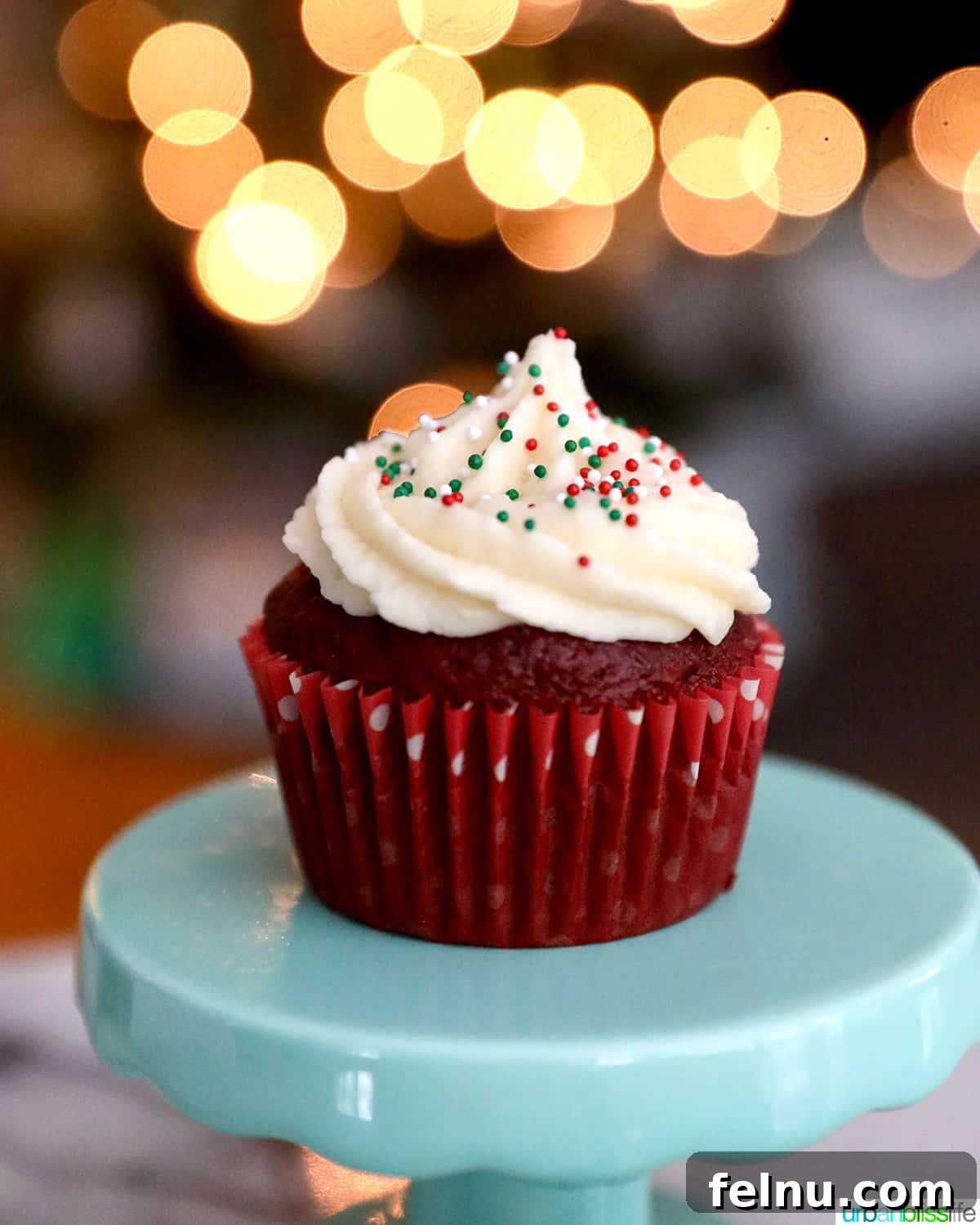 Effortless Vanilla Bean Buttercream 2 Vanilla buttercream frosting on a red velvet cupcake