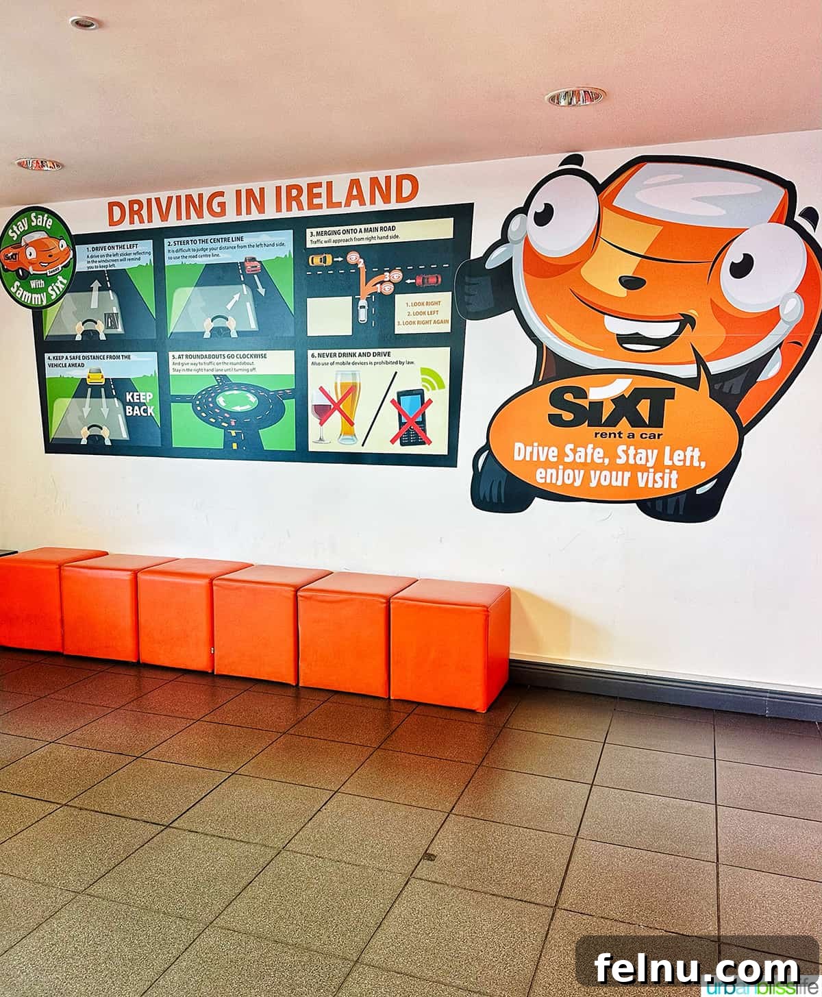 İrlanda'da Sürüş: Turistlerin Bilmesi Gerekenler 8 driving in ireland rules mural at rental car agency at dublin aorport