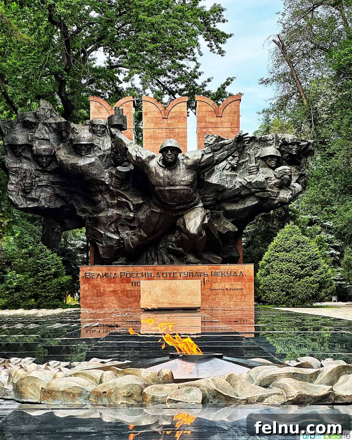 Explore Almaty: Thirty Unforgettable Things to Do 35 The solemn Glory Memorial and Eternal Flame in Panfilov Park, Almaty, Kazakhstan, commemorating WWII soldiers.
