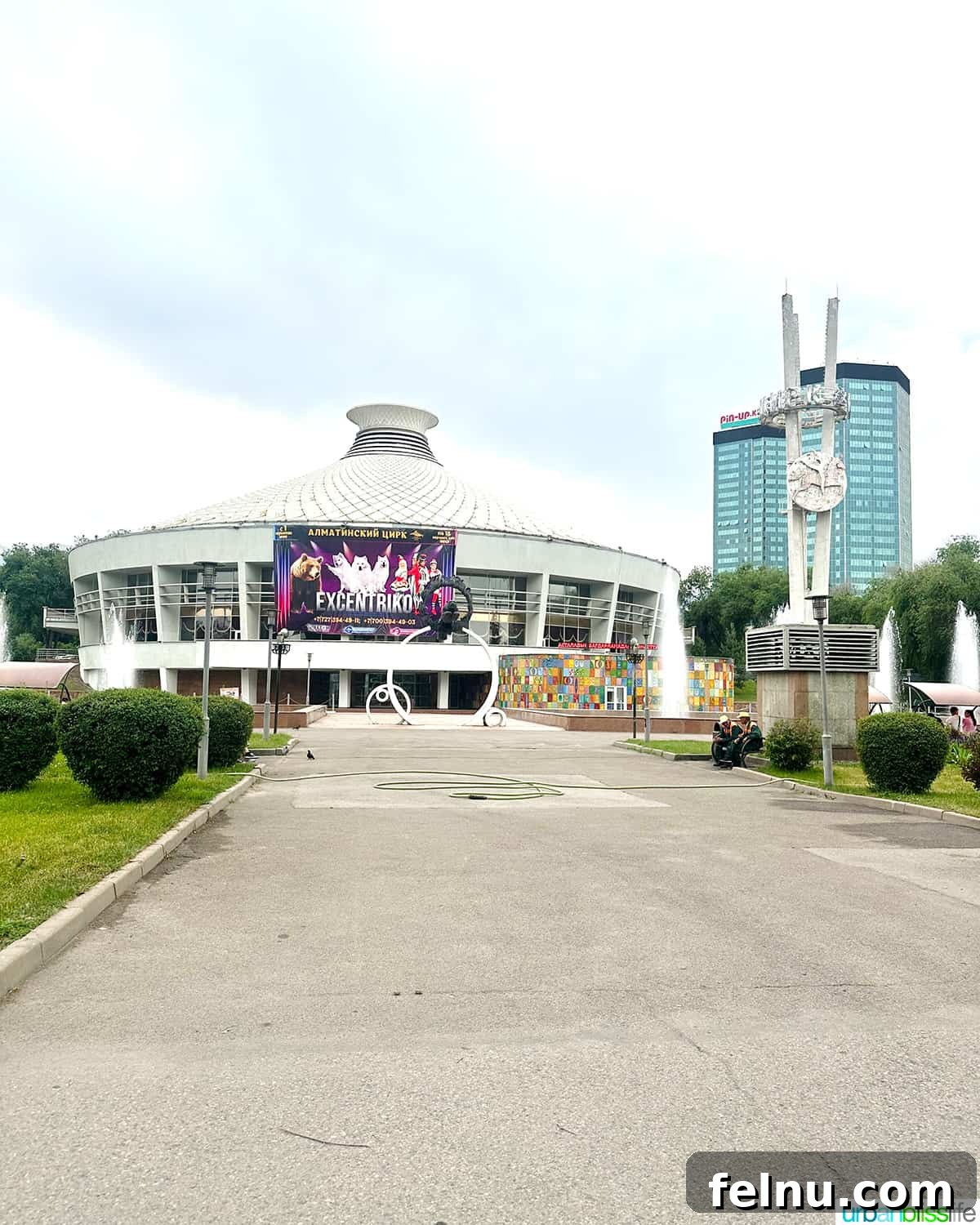 Explore Almaty: Thirty Unforgettable Things to Do 43 The distinctive circus tent-like architectural design of the Almaty Circus building in Kazakhstan, hinting at the excitement within.