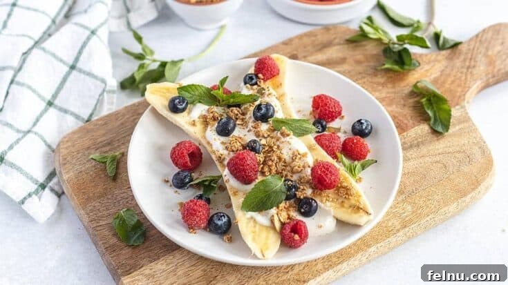 Healthy Breakfast Banana Split with Berries