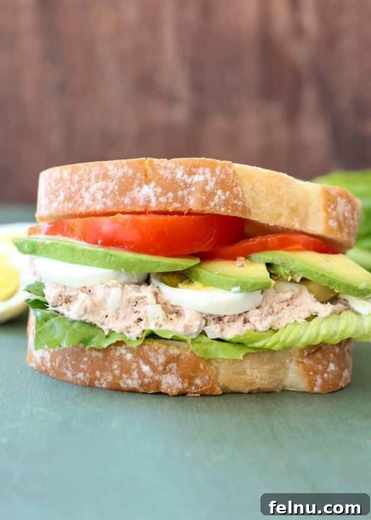 Egg avocado tuna sandwich.
