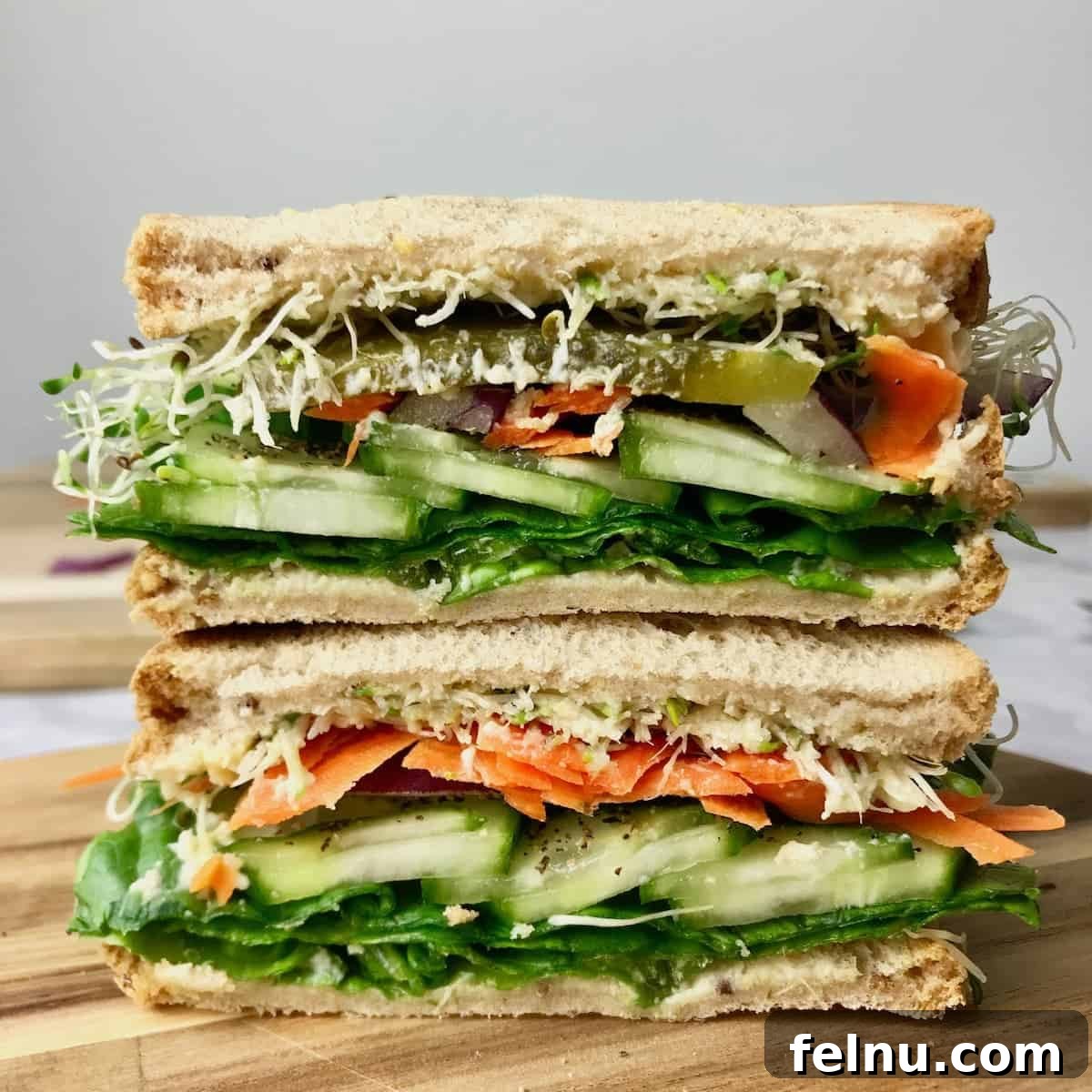 Cucumber hummus sandwich.