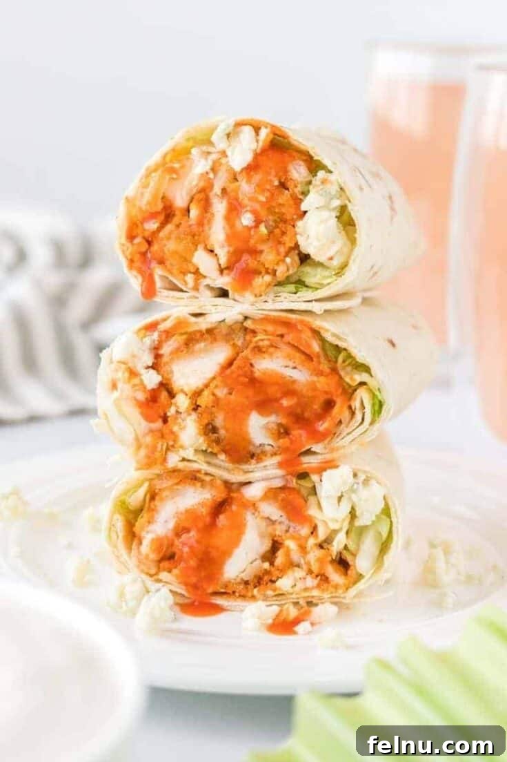 A flavorful buffalo chicken wrap.