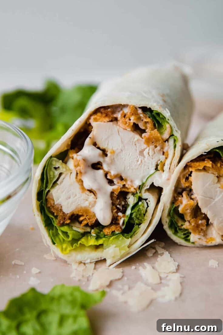 Crunchy chicken Caesar wraps.