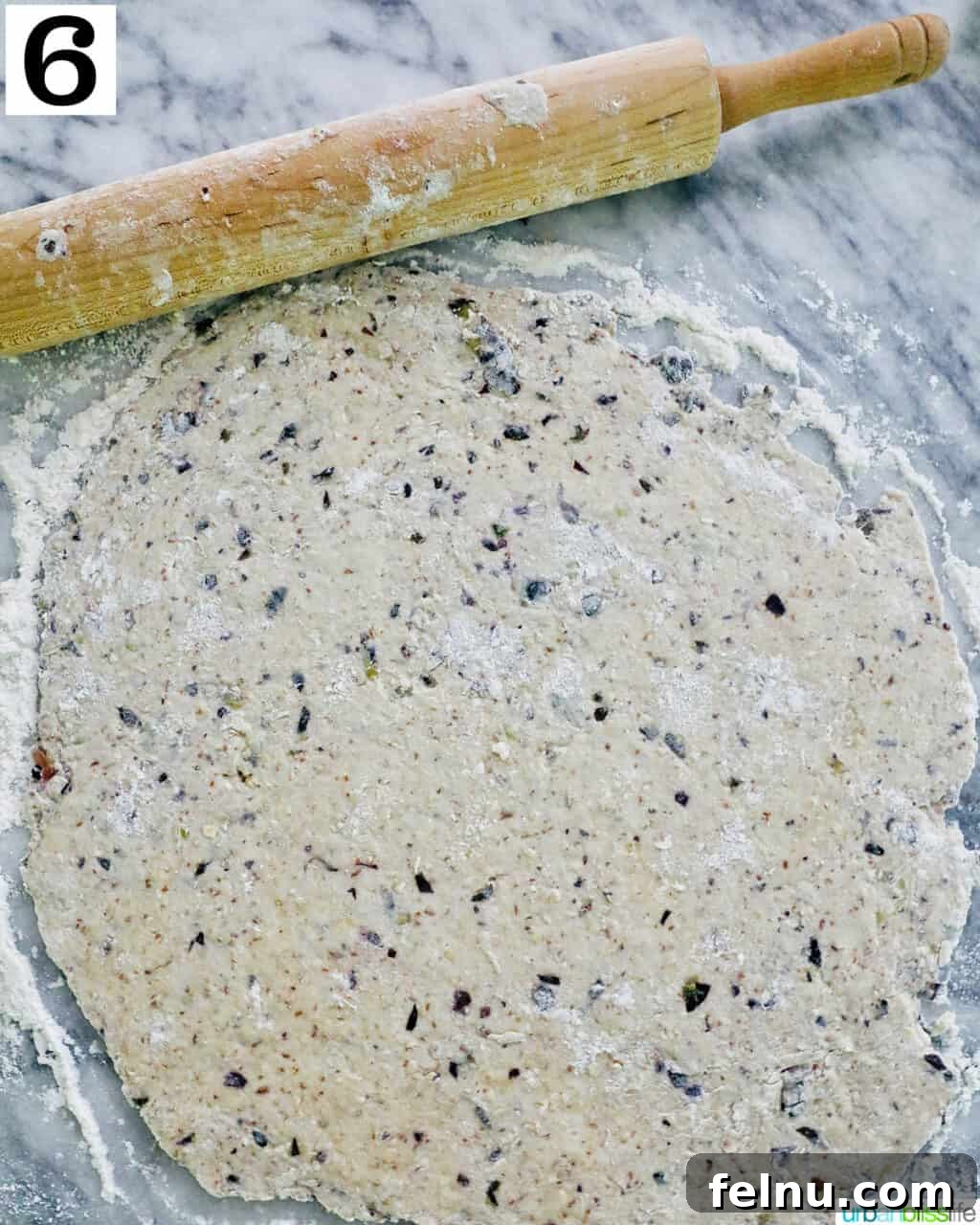 Happy Hound Blueberry Treats 10 Step 6: Dough rolled out on a floured surface.