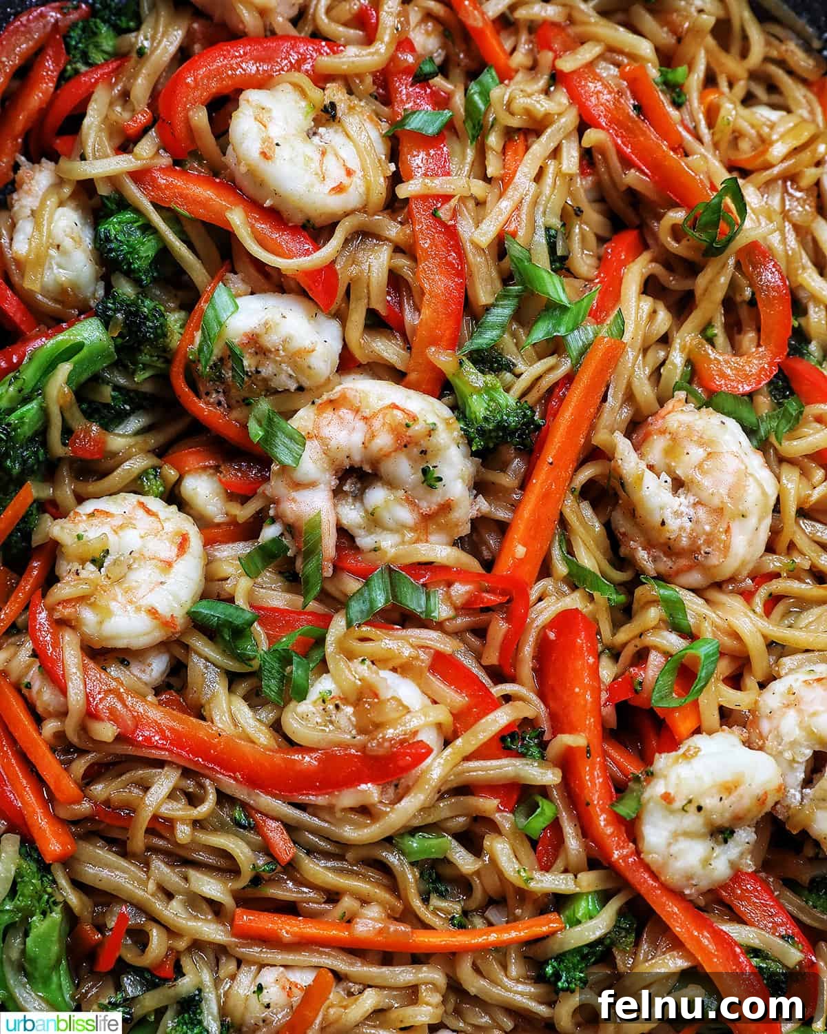 Homemade Prawn Chow Mein Delight 2 A vibrant bowl of homemade Prawn Chow Mein noodles, garnished and ready to eat.