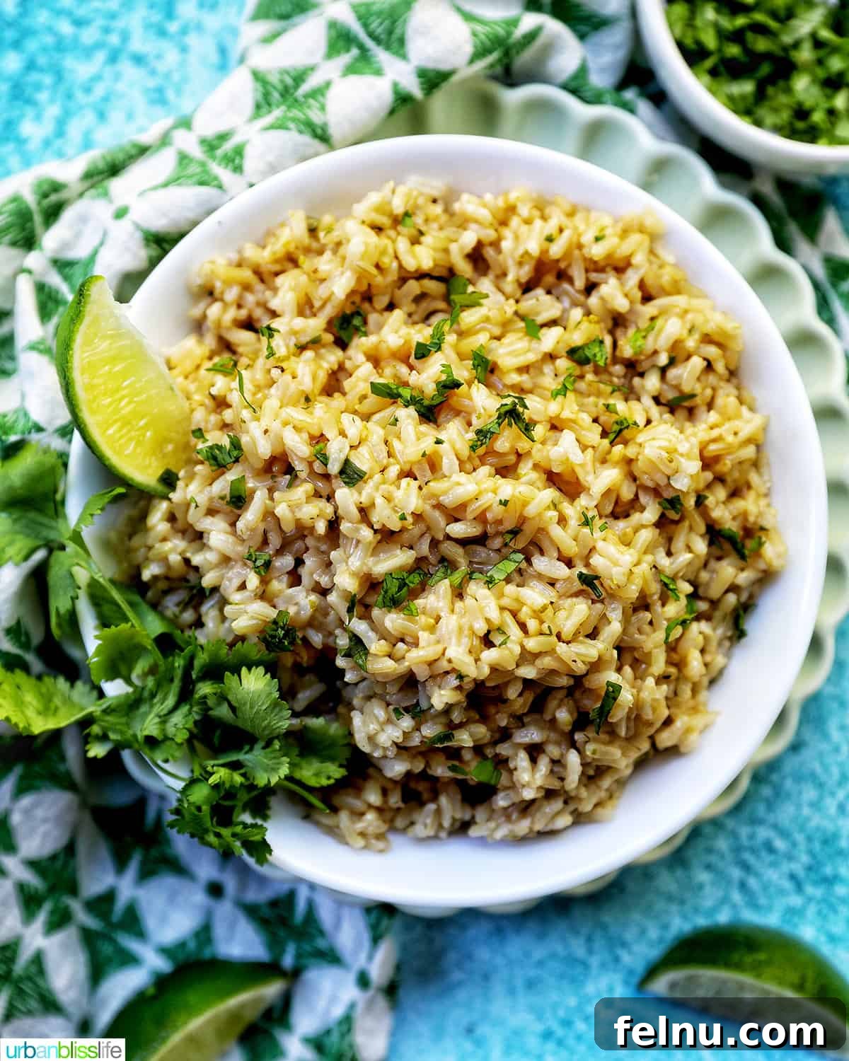 Zesty Cilantro Lime Brown Rice in Your Instant Pot 3 Overhead view of Instant Pot Cilantro Lime Brown Rice