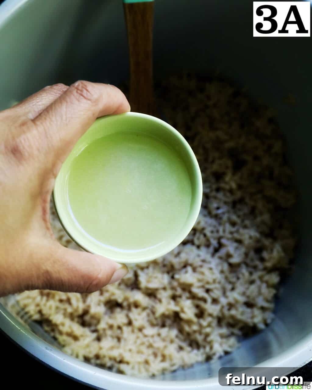 Zesty Cilantro Lime Brown Rice in Your Instant Pot 7 Adding lime juice to brown rice in Instant Pot