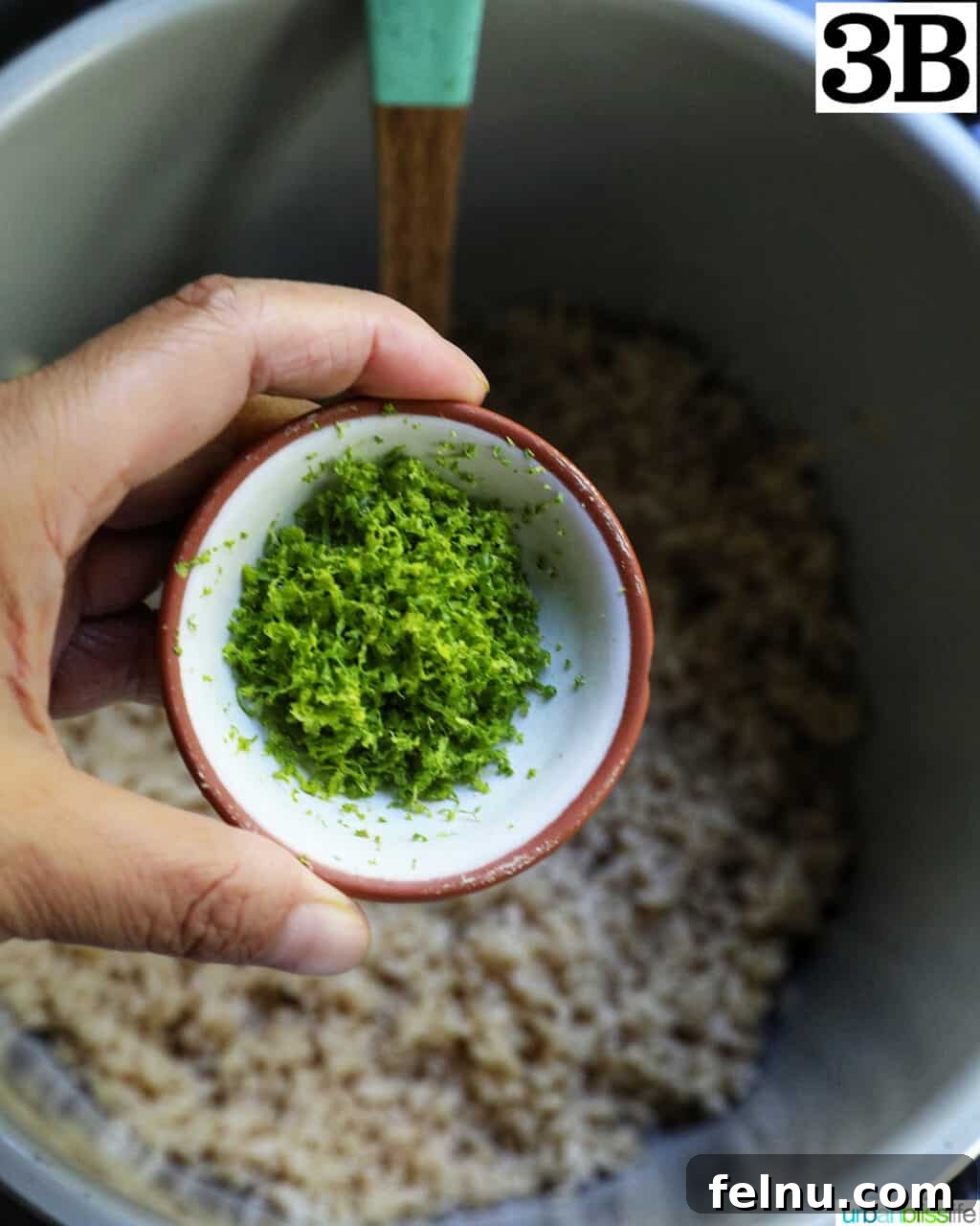 Zesty Cilantro Lime Brown Rice in Your Instant Pot 8 Adding lime zest to brown rice in Instant Pot