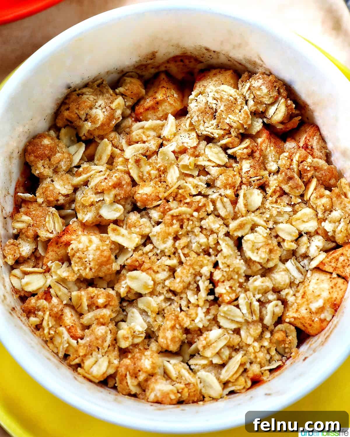 Air Fryer Apple Crumble 3 Bowl of Air Fryer Apple Crisp.