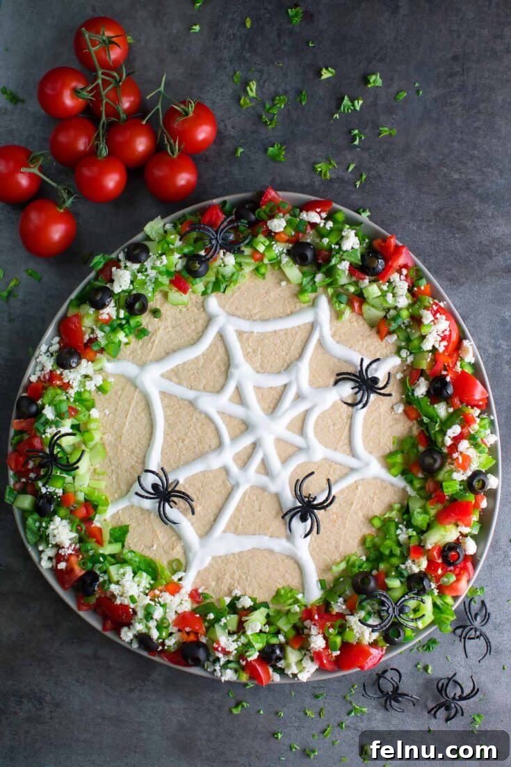 17 Spooktacularly Healthy No-Bake Halloween Treats 7 Spooky Spider Web Halloween Hummus Dip