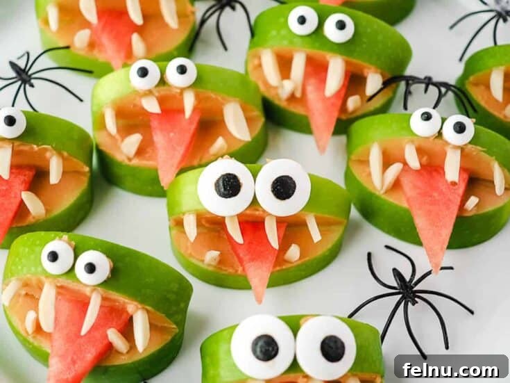 17 Spooktacularly Healthy No-Bake Halloween Treats 8 Apple Monsters