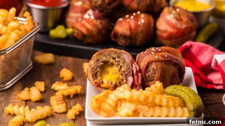 Air Fryer Bacon Wrapped Cheeseburger Bites