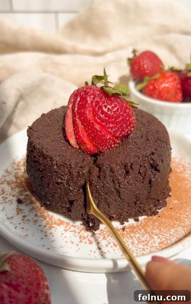 Vegan and gluten-free Lava Cake with a rich molten chocolate center and fluffy exterior.