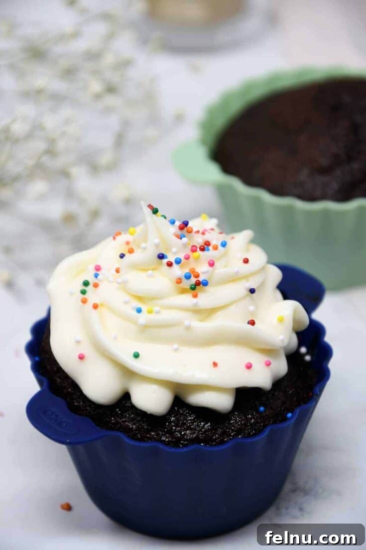 Irresistible Air Fryer Chocolate Cupcakes, eggless and perfect for celebrations.