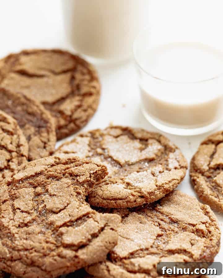 Giant vegan ginger cookies, soft and chewy with crisp edges.