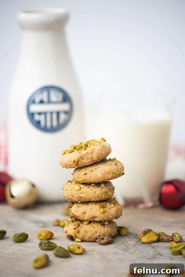 Vegan gluten-free pistachio cookies, with a delicate green hue.