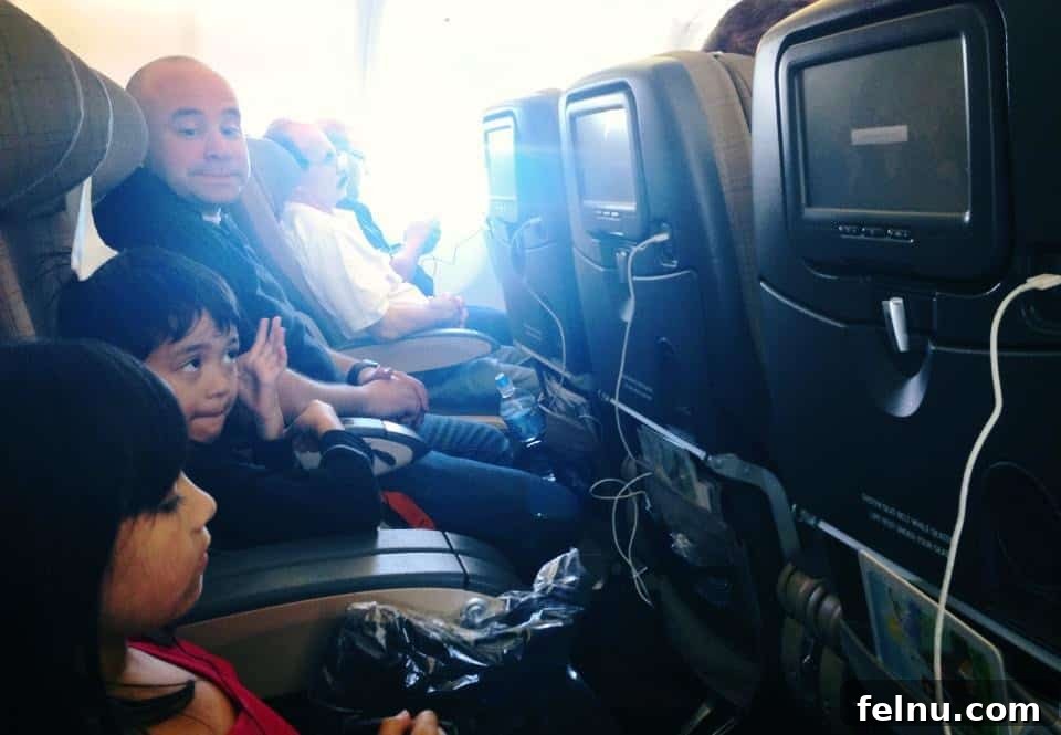 Smooth Travels for Tiny Globetrotters 12 Tips for Long-Haul Flights 2 daughter and son on a plane watching tv
