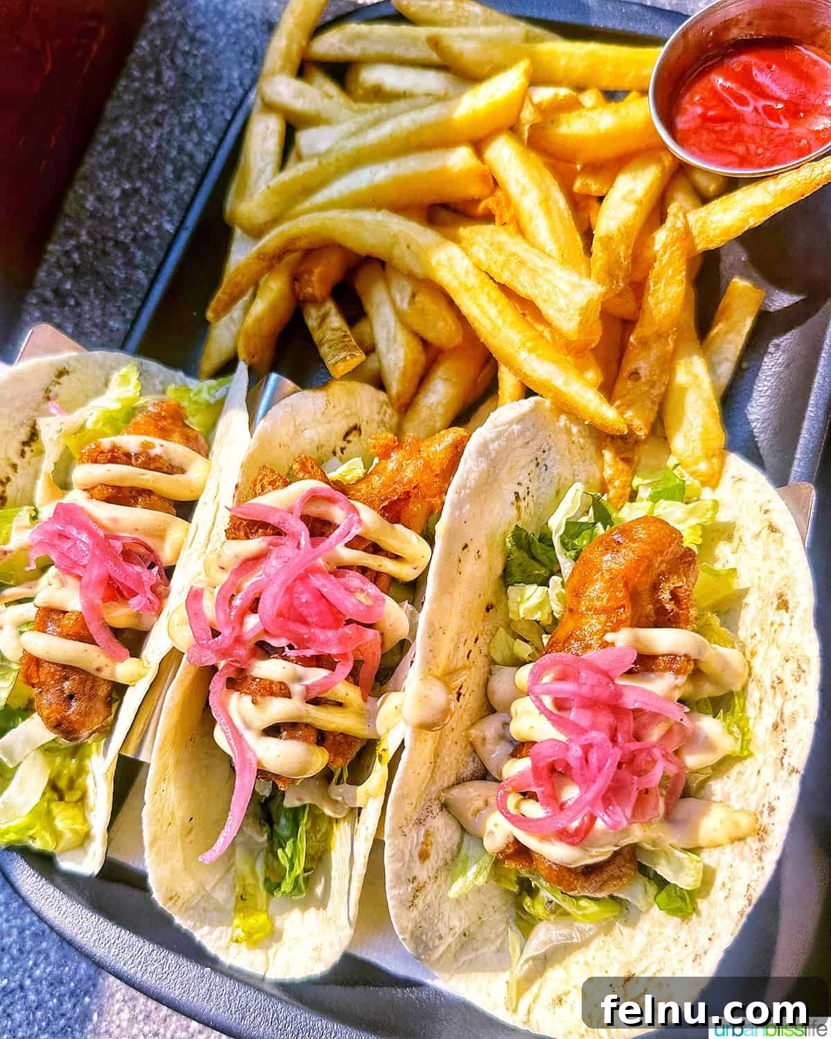 Delicious fish tacos at Dubh Linn Gate Pub.