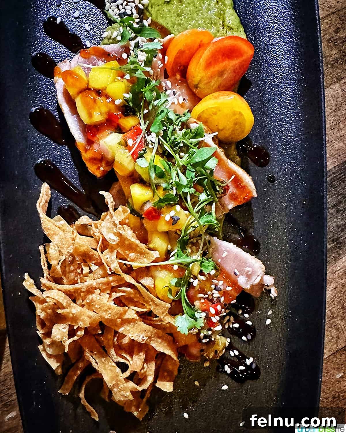 Exquisite tuna tataki at the Raven Room.