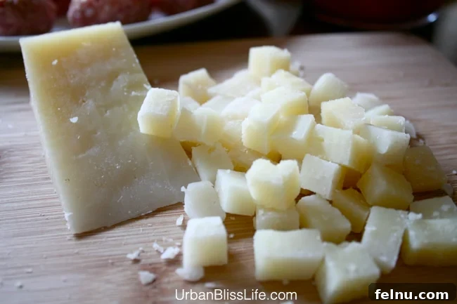 Manchego-Stuffed Albondigas: A Taste of Spain 6 Cubed Manchego Cheese for stuffing meatballs