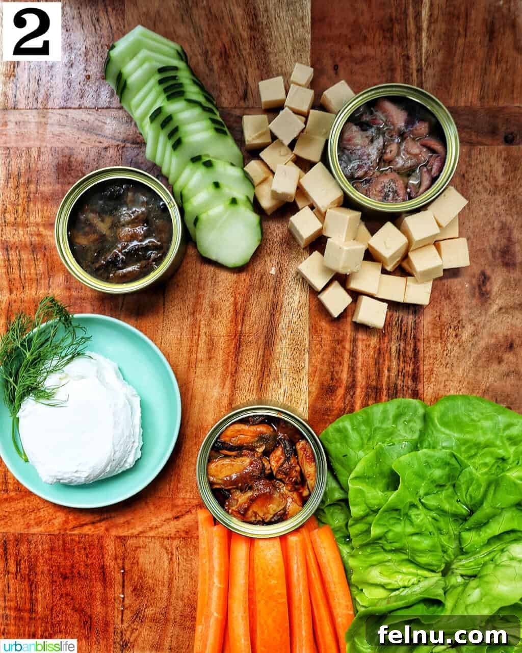 Step 2: Adding ingredients in small bowls and various vegetables.