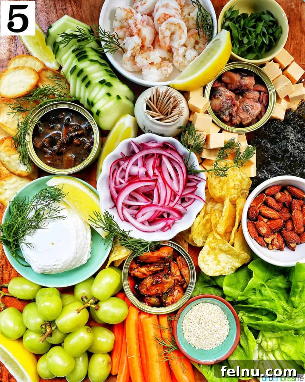 Step 5: Adding more seafood, fruits, veggies and carbs.