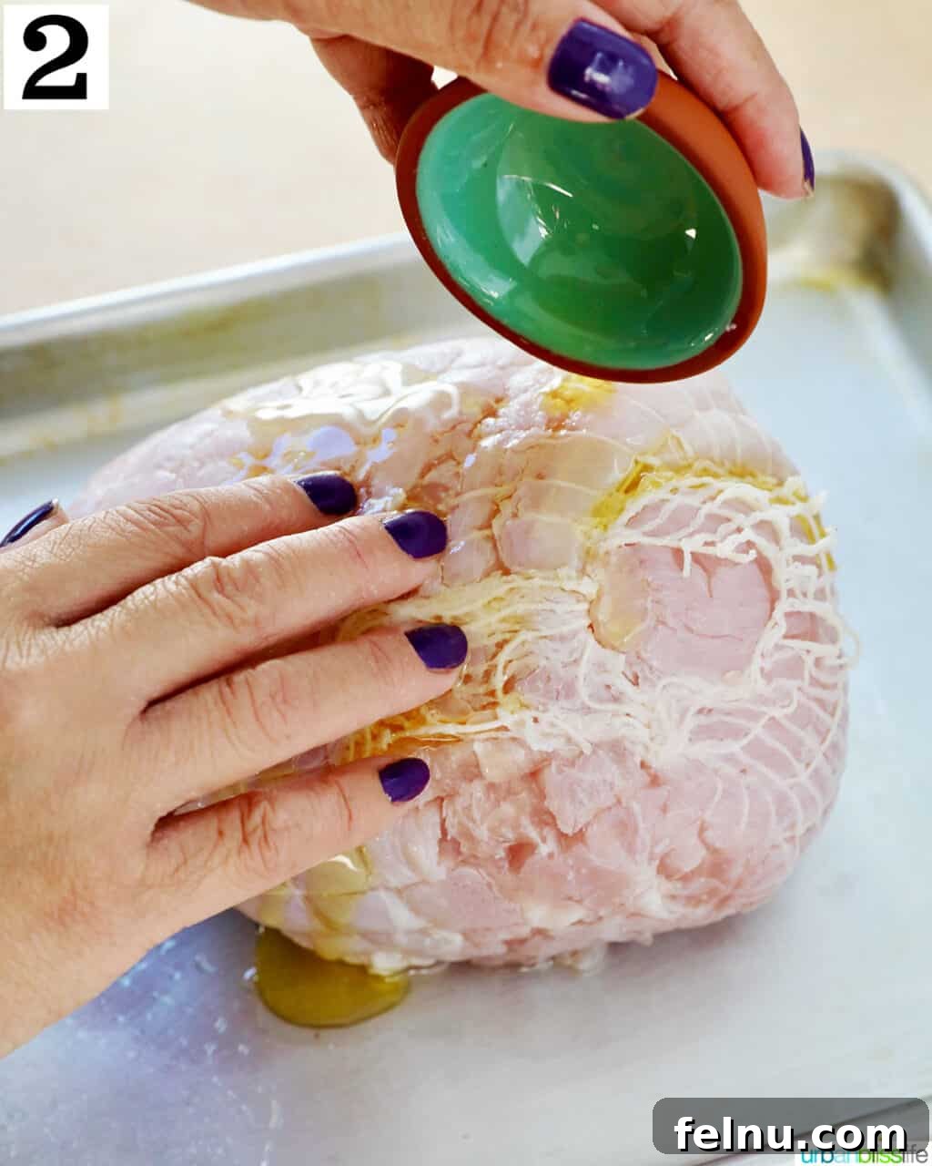 Crispy and Tender Air Fryer Turkey Breast 6 Pouring a generous amount of olive oil over the turkey breast, preparing it for seasoning.