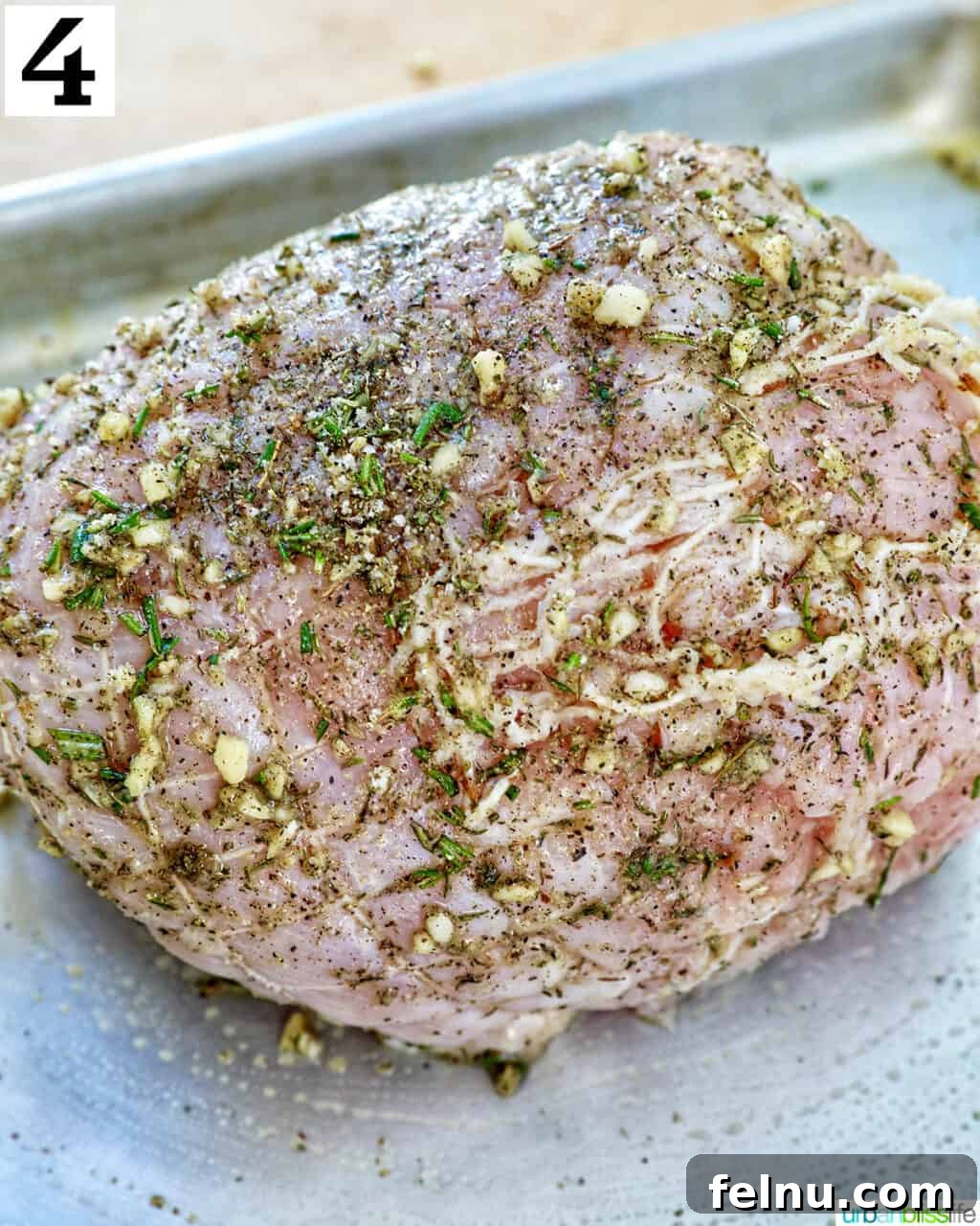 Crispy and Tender Air Fryer Turkey Breast 9 The turkey breast generously coated with a savory seasoning mixture.