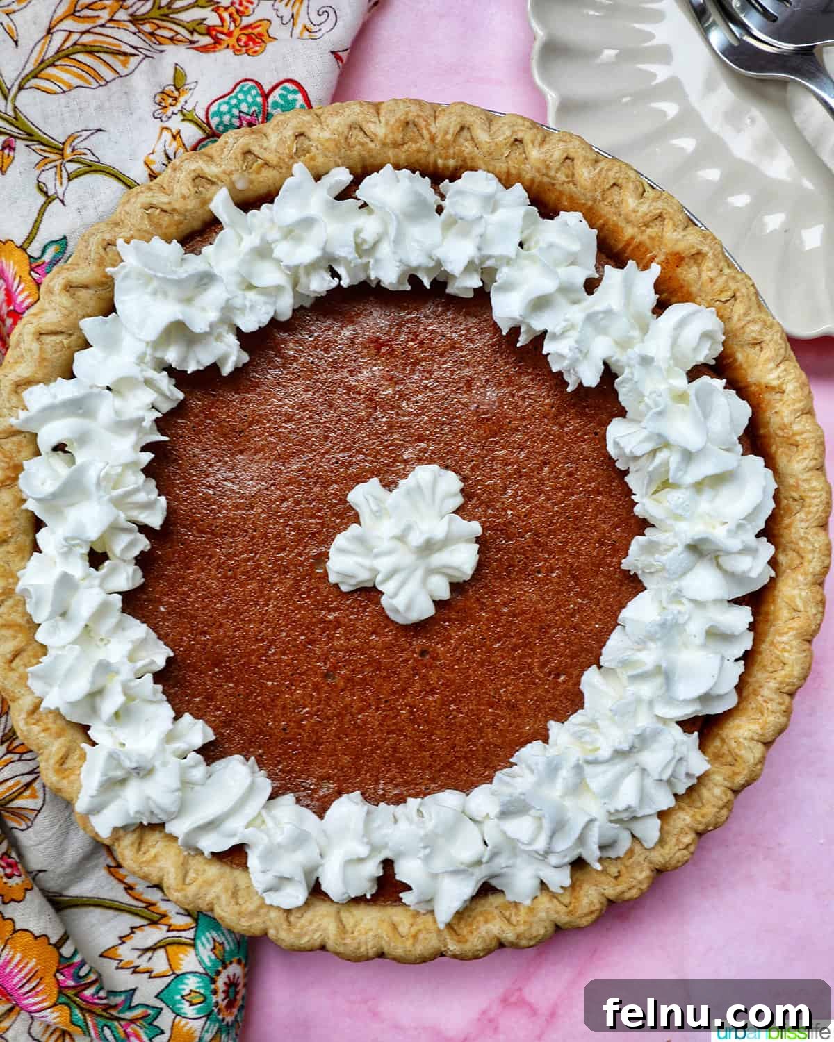 Delicious Cinnamon Pie with whipped cream, ready to serve.
