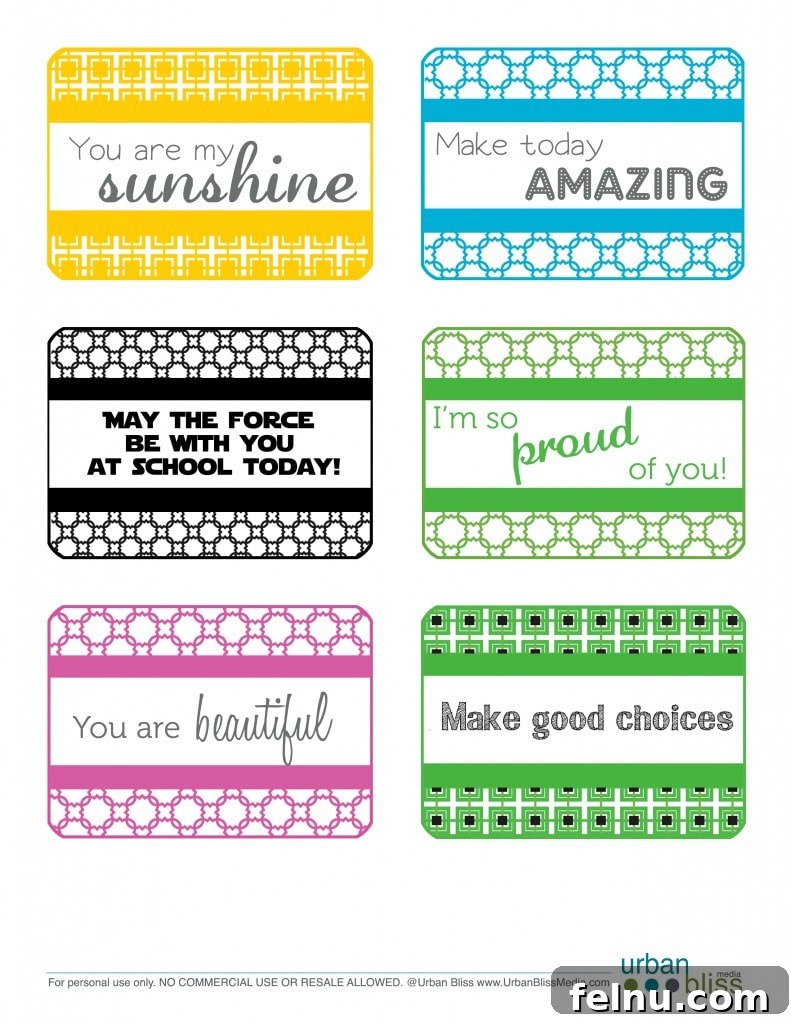 Printable Lunchbox Smiles 5 Hand holding a Lunchbox Love Note by Urban Bliss, showing its convenient size