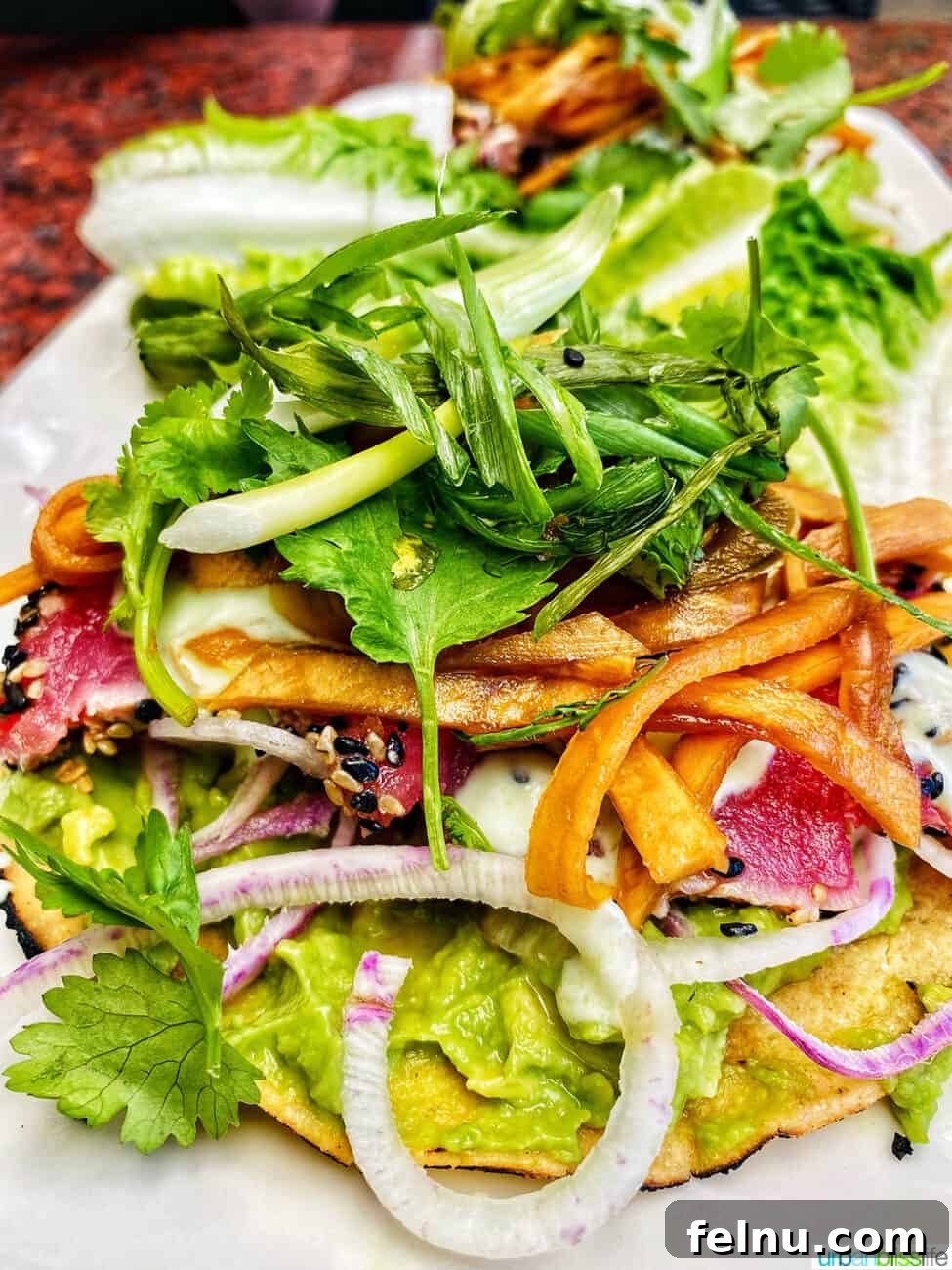 Culinary Gems of Downtown Santa Barbara 20 Ahi tostadas close up at Los Olivos Wine Merchant