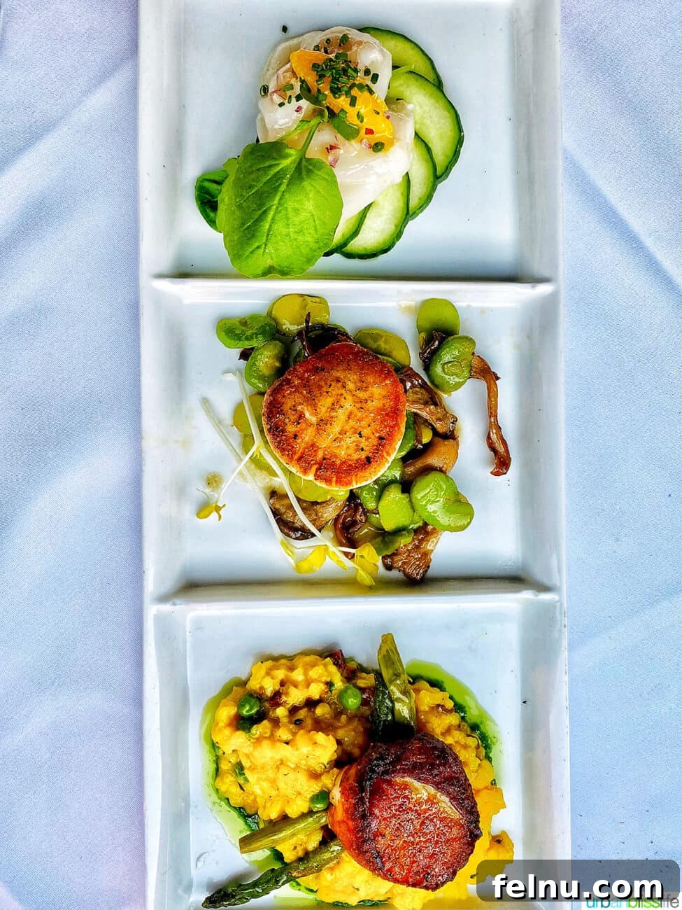 Culinary Gems of Downtown Santa Barbara 4 Scallops appetizer at Bouchon in Santa Barbara, California
