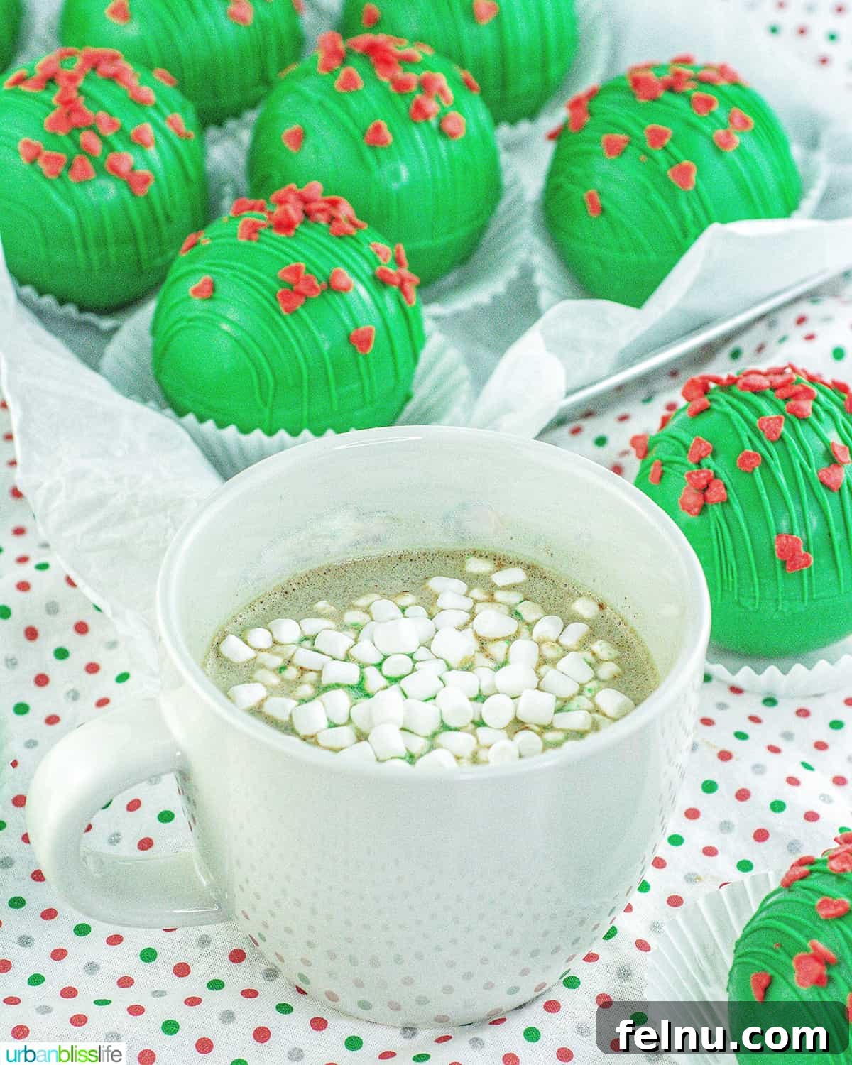 Grinch Hot Chocolate Bomb with Marshmallows