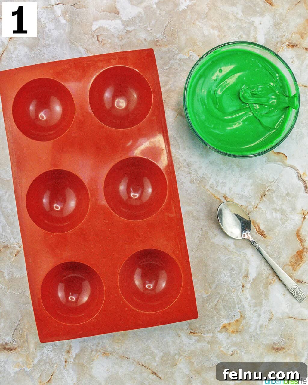 Melting the green chocolate
