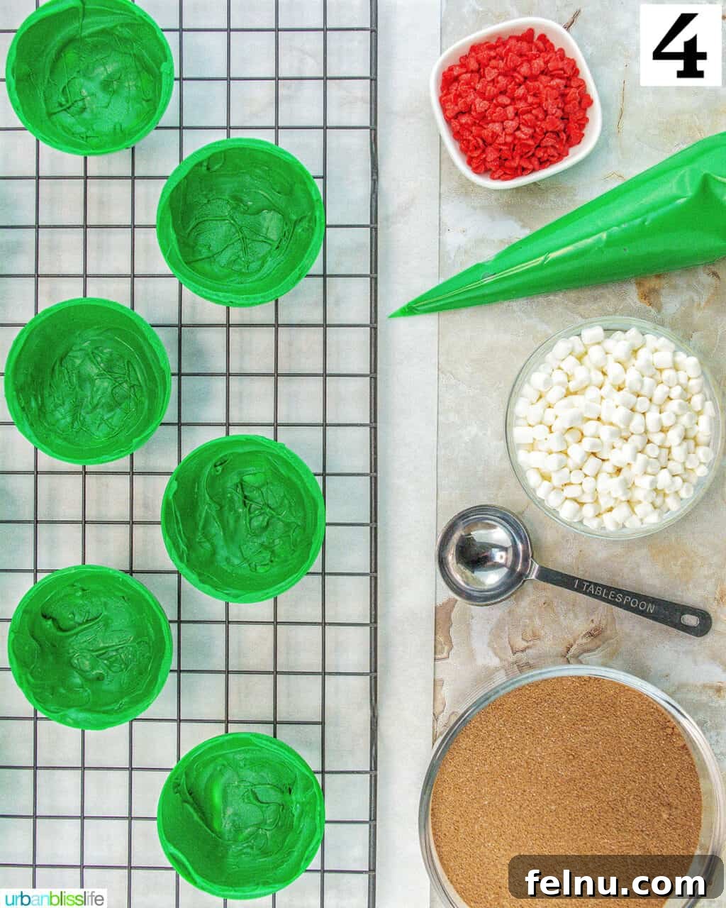 Preparing Grinch hot cocoa bombs