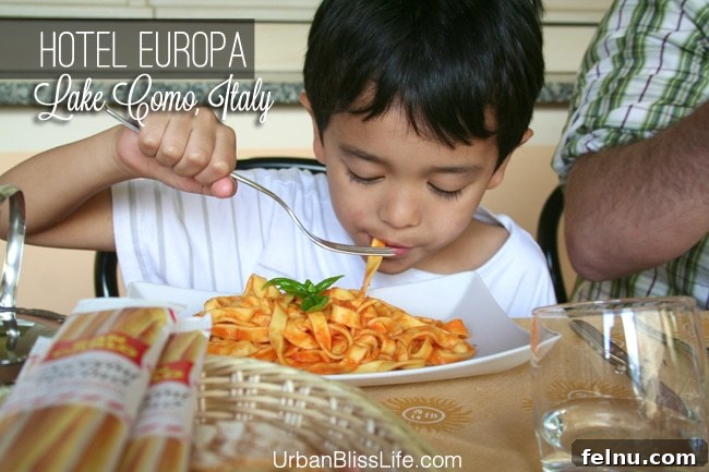 Bliss Boy enjoys Hotel Europa's Tagliatelle with Tomato Cream Sauce