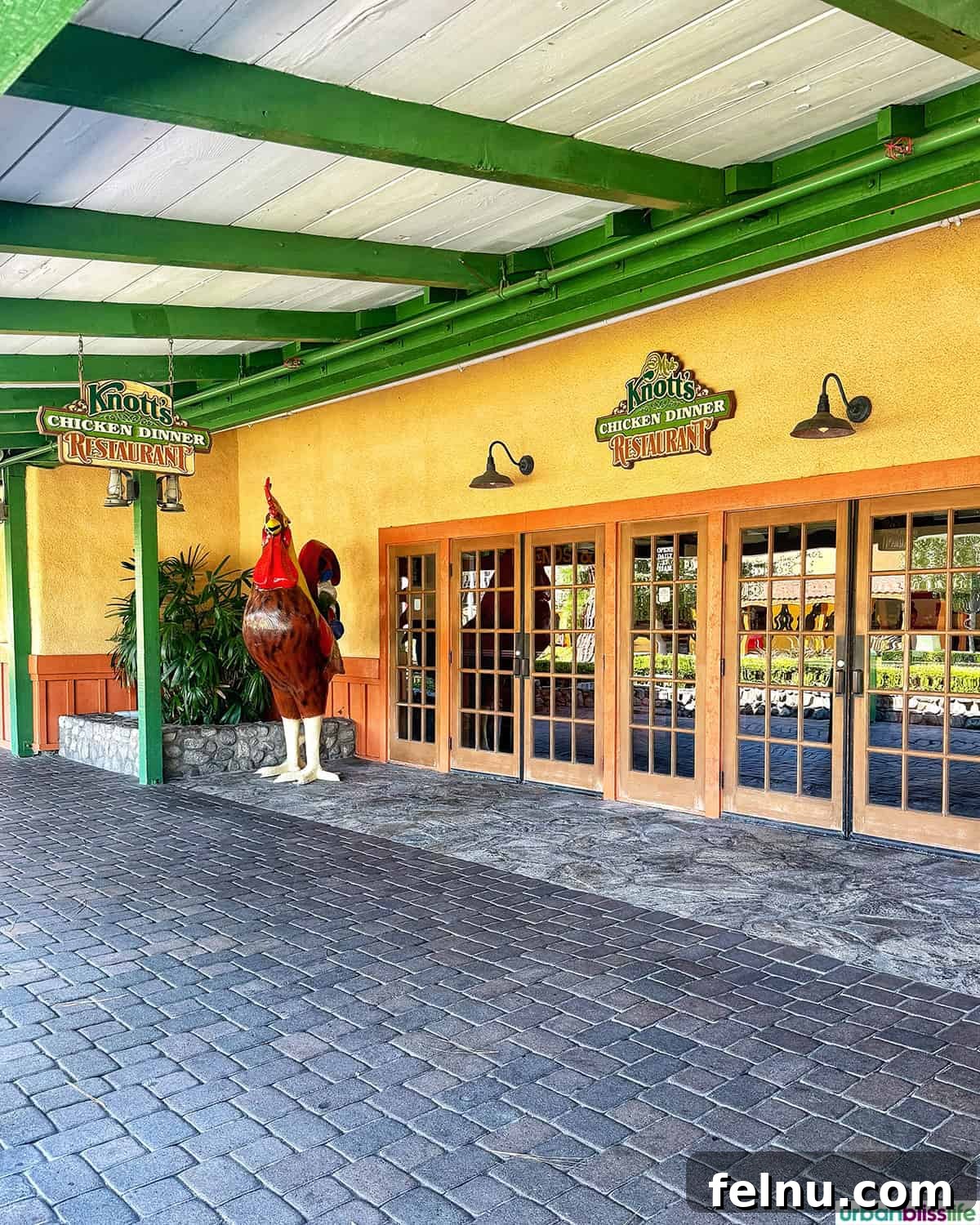 Dining Hotspots in Buena Park 18 The exterior of the iconic Knott's Chicken Dinner Restaurant, a must-visit dining destination for visitors to Knott's Berry Farm.
