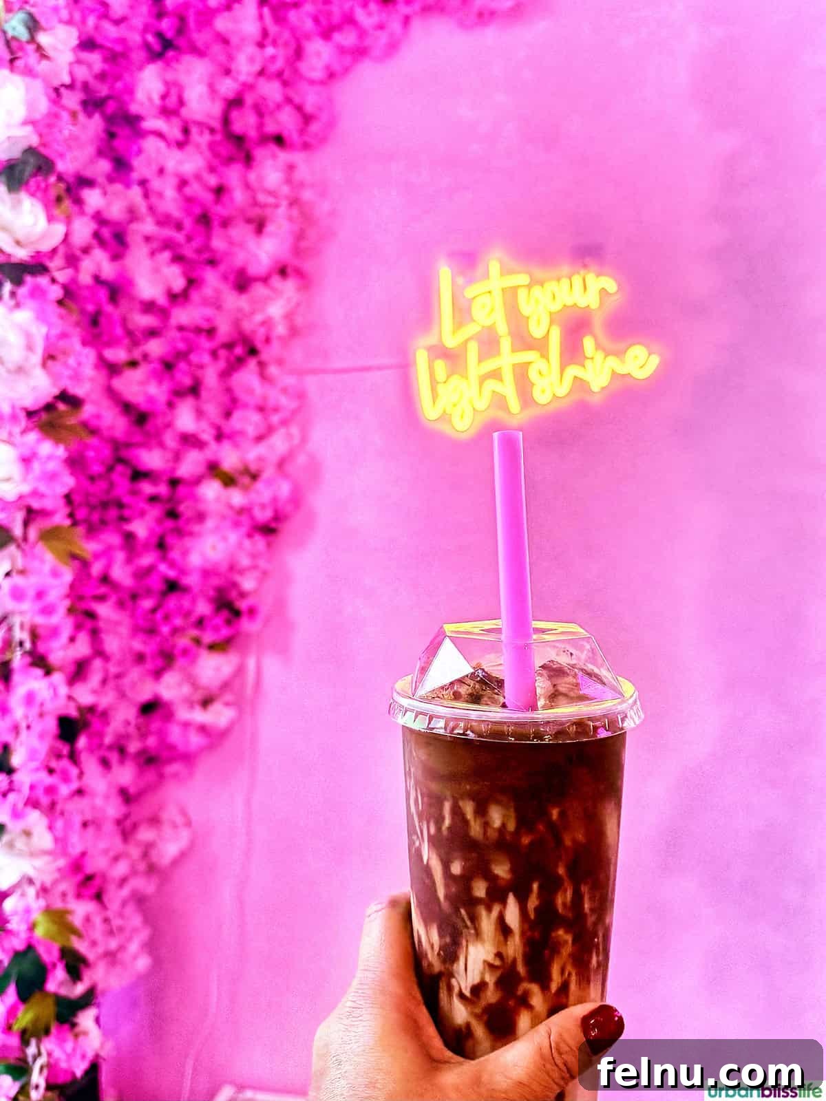 Dining Hotspots in Buena Park 21 A refreshing iced coffee drink at Nobibi in Buena Park, California, highlighting the shop's commitment to providing delicious and aesthetically pleasing beverages.