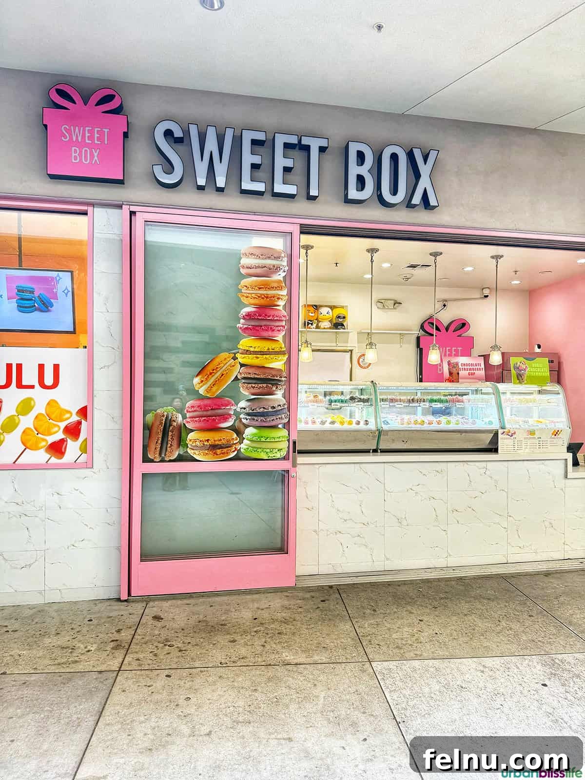 Dining Hotspots in Buena Park 7 The charming exterior of The Sweet Box in Buena Park, California, inviting visitors to explore its delightful array of Korean-style desserts.