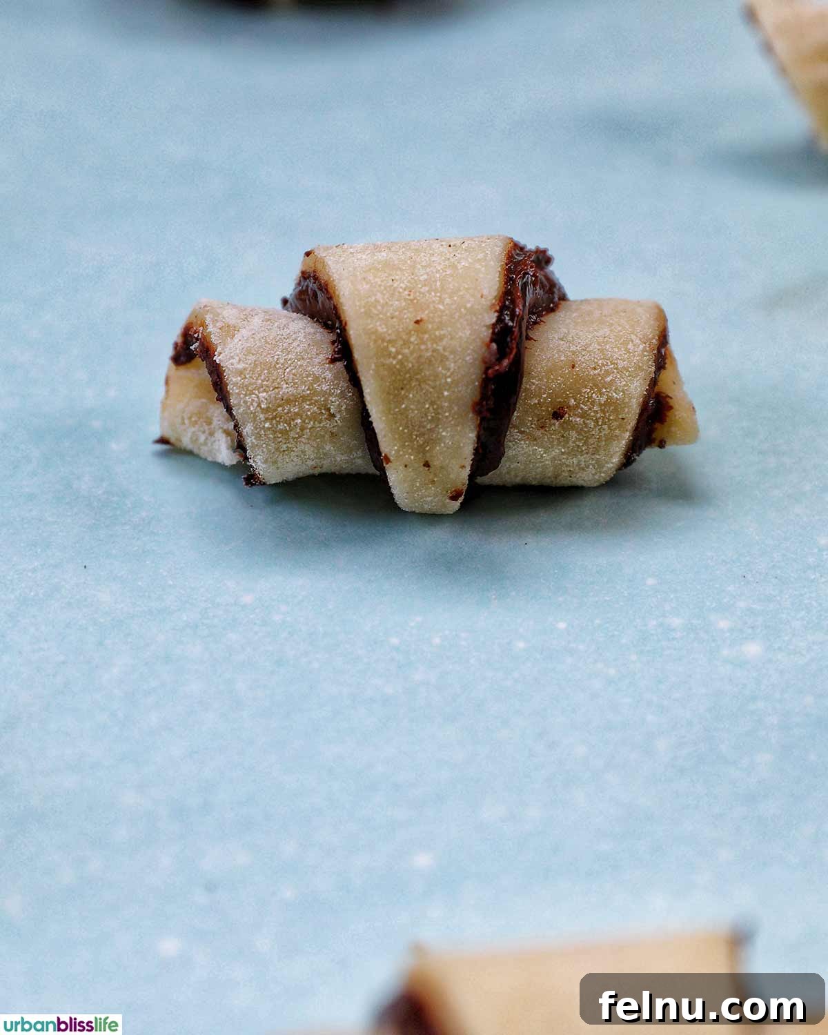 Rolled Rugelach on Baking Sheet
