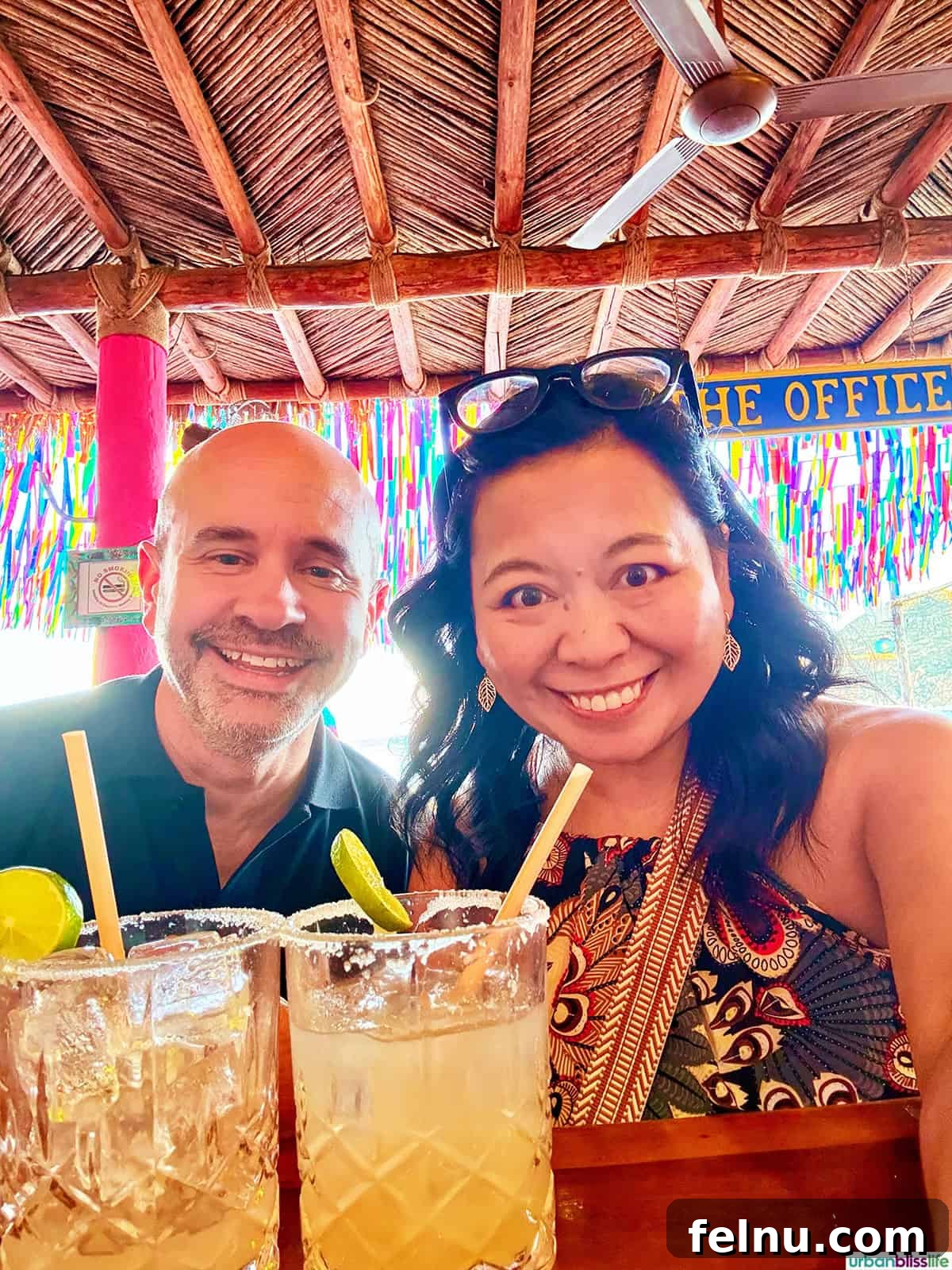 Dining Delights in Cabo: A Culinary Adventure 29 Marlynn Jayme Schotland and Alain Schotland at The Office beac bar in Cabo San Lucas, Mexico.