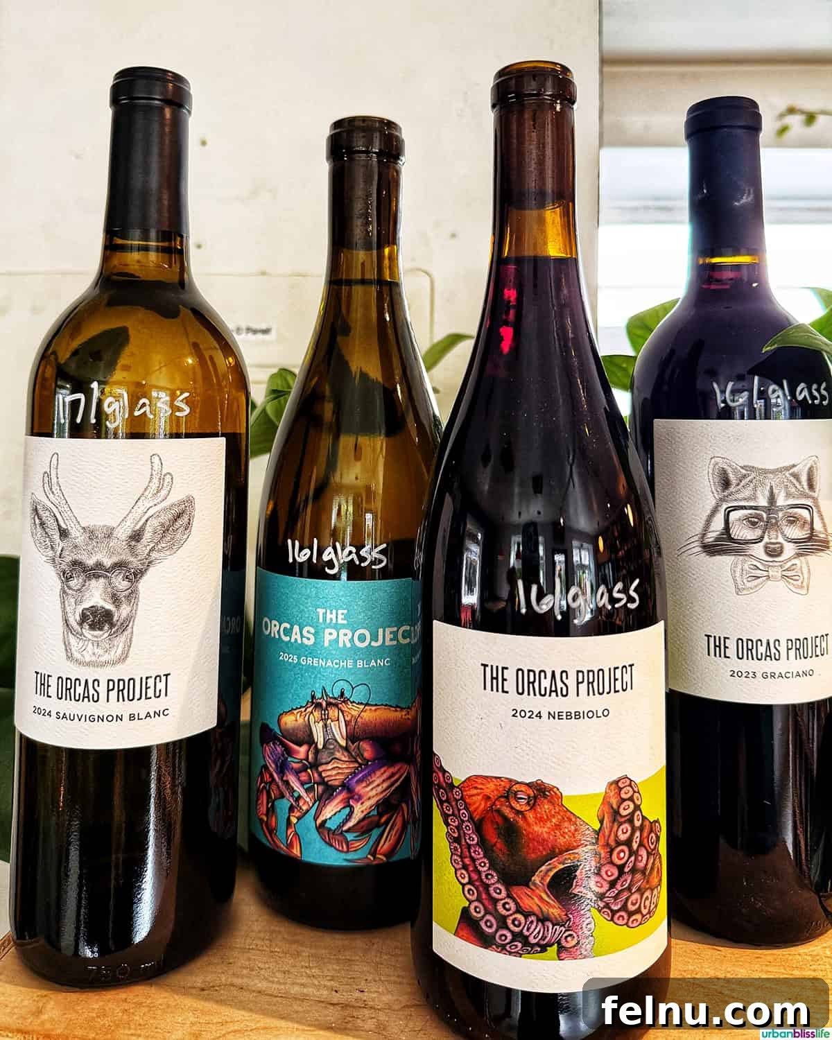 Bottles of Orcas Project Wine at Doe Bay Wine Company.