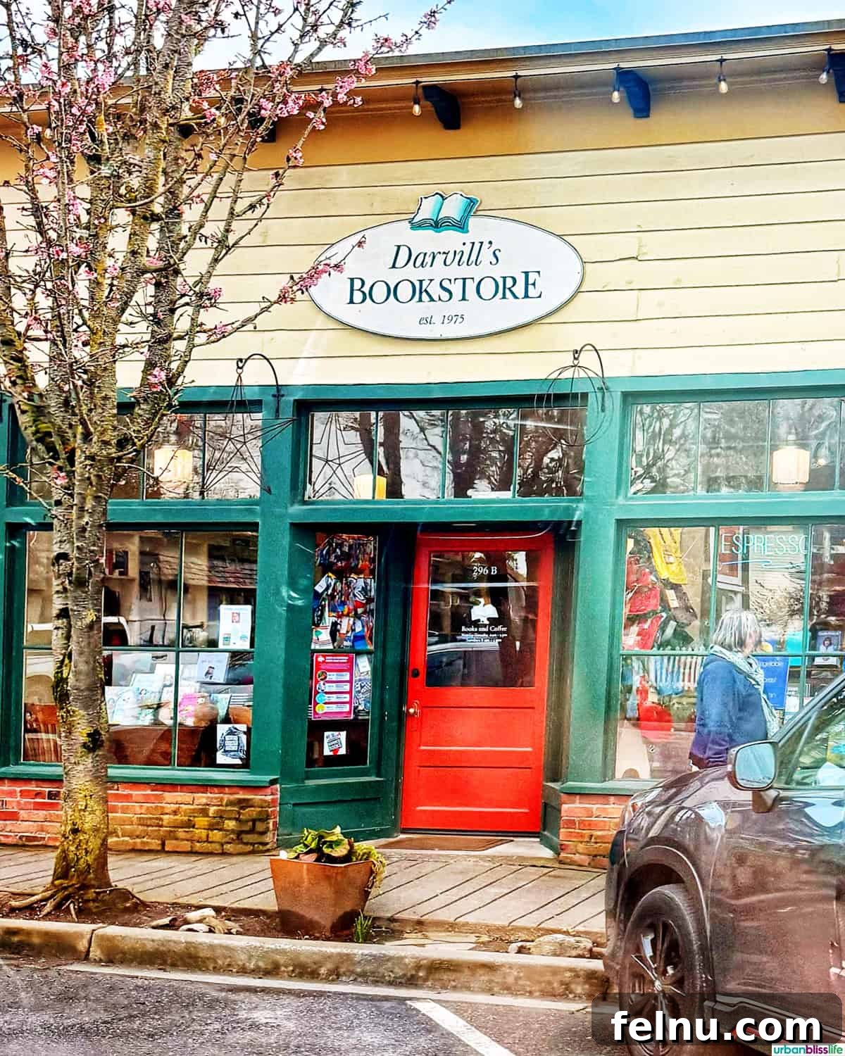 Charming exterior of Darvill's Bookstore on Orcas Island.