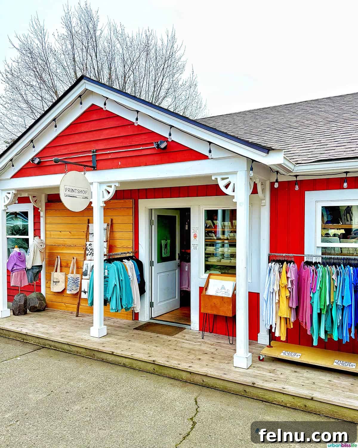 Exterior of The Print Shop in Eastsound, Orcas Island.