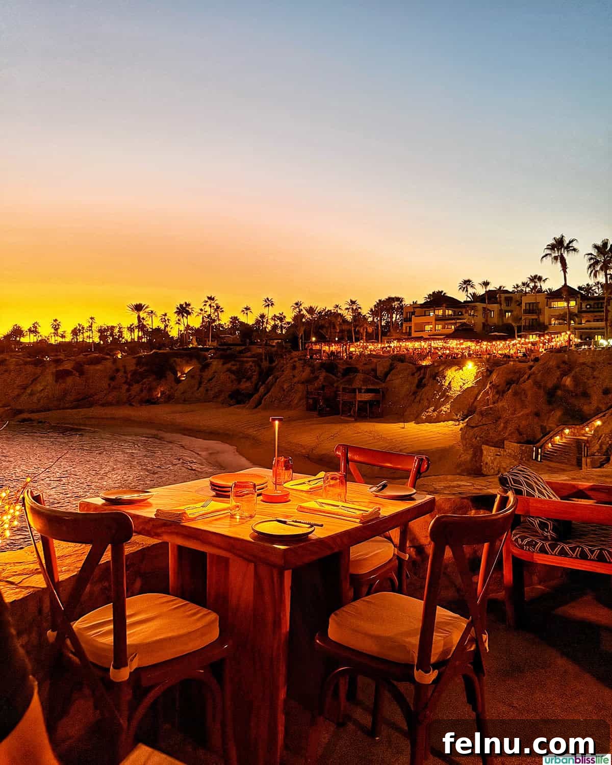 Cocina del Mar: Oceanfront Dining in Cabo San Lucas, Mexico 4 Cocina del Mar restaurant table by the beach.